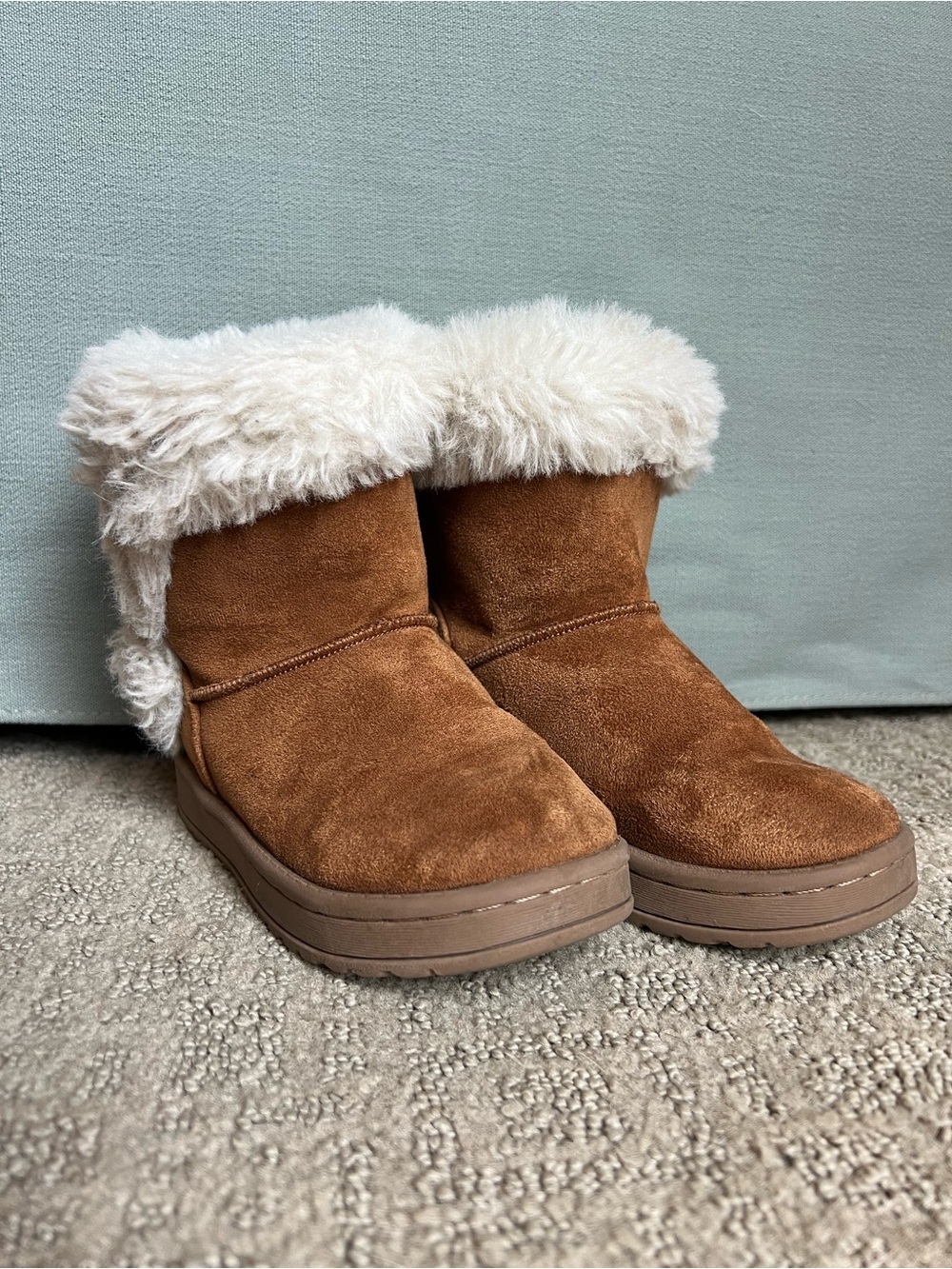 White Mountain Kids Brown Faux Fur Winter Boots Size 11